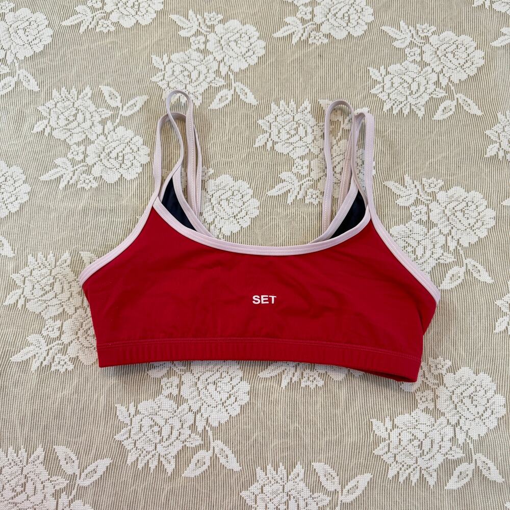 SET Active AirLuxe Red Strappy Sports Bra Size Small